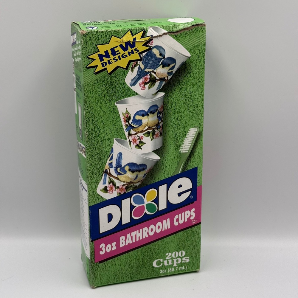 Dixie 3 oz Bathroom Cups Bluebirds Design Vintage Open Box 139 Count
